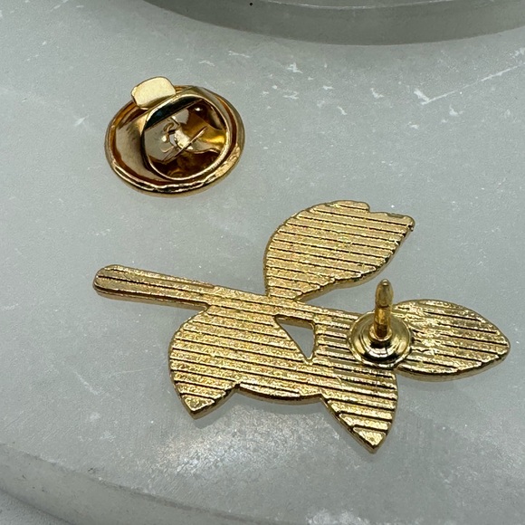 3/$15 Blue Lily Leaf Stem Floral Enameled Pin Brooch - Picture 5 of 5